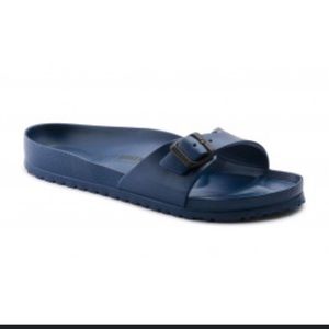 Birkenstock Madrid, Ava navy blue rubber sandal, one buckle, cute